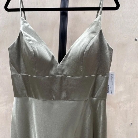 Jenny Yoo Brenna style Sage long cocktail gown/bridesmaid dress NWT sz 14 - Picture 4 of 16